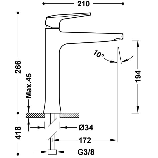 Змішувач для умивальника Tres Fuji 28120301AC