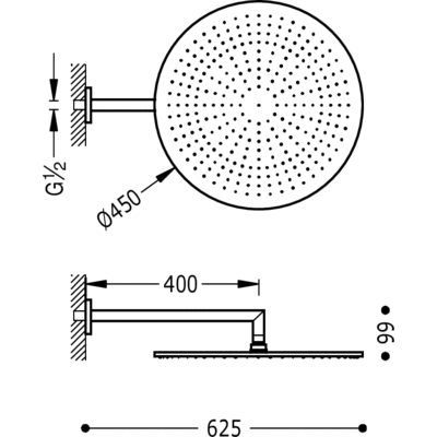 Верхній душ Tres Showers (d 450 мм) 29953204