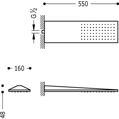 Верхній душ Tres Showers (550x160 мм) 29990303NM