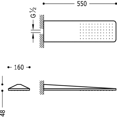 Верхній душ Tres Showers (550x160 мм) 29990306OR