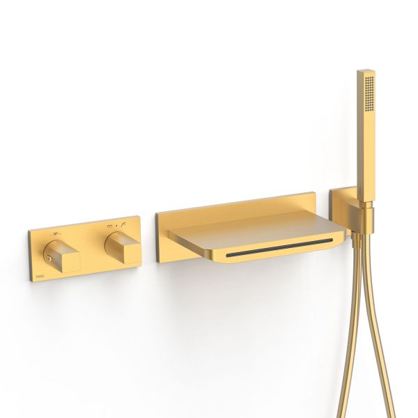Термостатичний змішувач для ванни і душу на 2 споживача Tres B-system, золото матовий 30725207OM