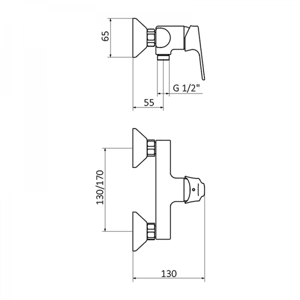 Змішувач для душу GRB E-Plus настінний одноважільний чорний 35112320