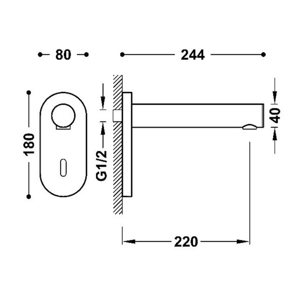 ELECTRONIC Настінний електронний змішувач для умивальника з 1 виходом води-39210308