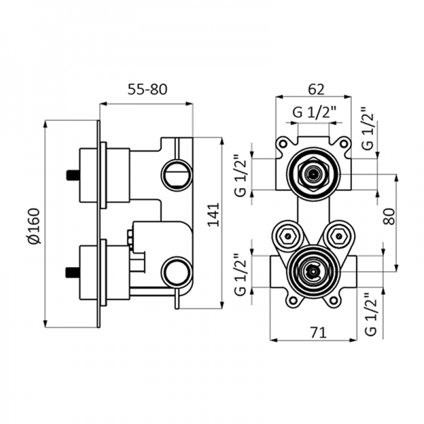 Змішувач для душу GRB Tender прихованого монтажу термостатичний хром 40140400
