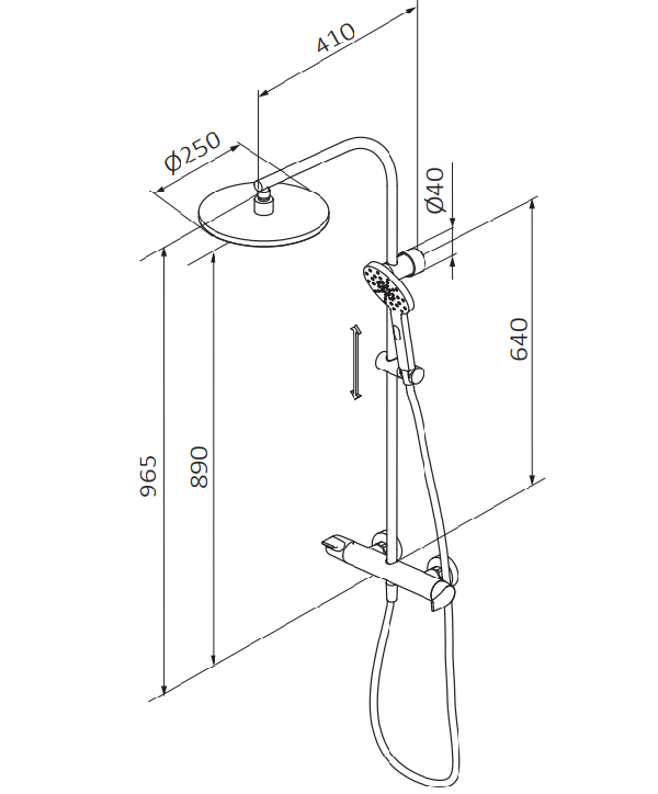 Душова система GRB E-Dry з фіксованою стійкою хром 40440400