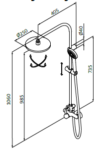 Душовий комплект з душовою колоною Chrome – TENDER – 40465400