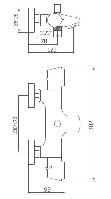 Змішувач для ванни із термостатом Winner 44210440, обладнаний аератором