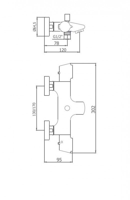 Змішувач із термостатом двовентильний GRB Winner для ванни з душем хром 44215440