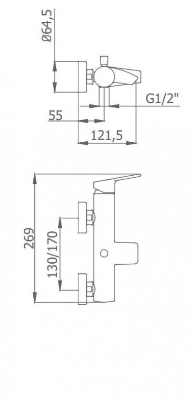 Змішувач одноважільний GRB Winner для ванни з душем хром 44225440