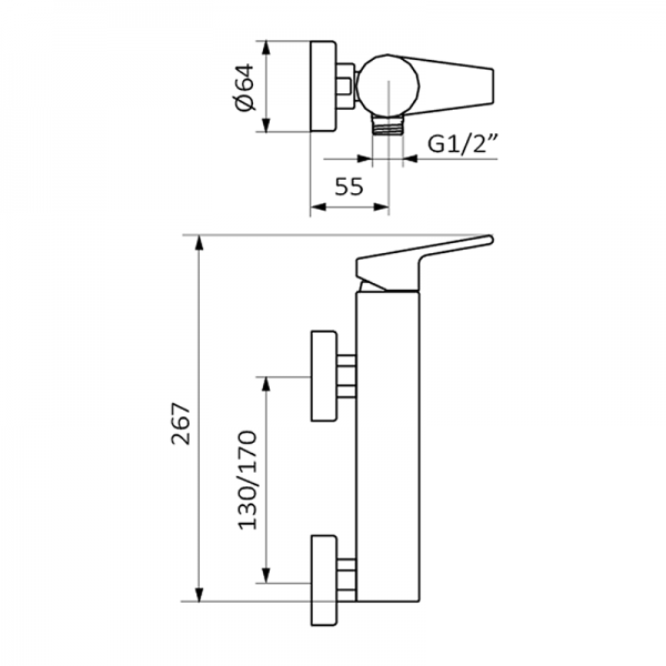 Змішувач для душу GRB Winner одноважільний хром 44328440