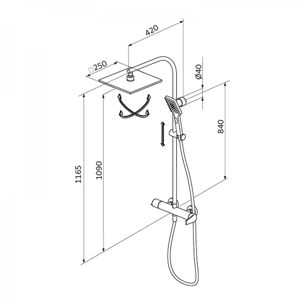 Душова система GRB Winner з фіксованою стійкою хром 44499440XL
