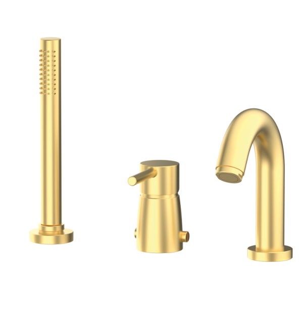 Змішувач для ванної GRB Time на борт ванни з душовою лійкою золото PVD 46232488