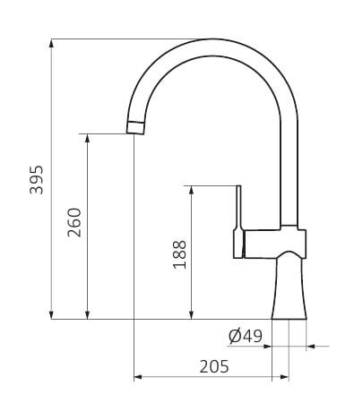 Змішувач для кухні GRB Kitchen одноважільний хром 46822460