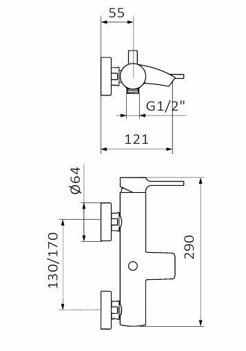 Змішувач для ванни GRB Time, нержавіюча сталь PVD 47207493