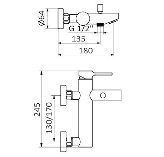 Змішувач для ванни GRB Time, золотий 47224488 PVD
