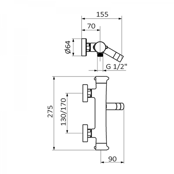 Змішувач для ванної кімнати GRB Time термостатичний хром 47230470