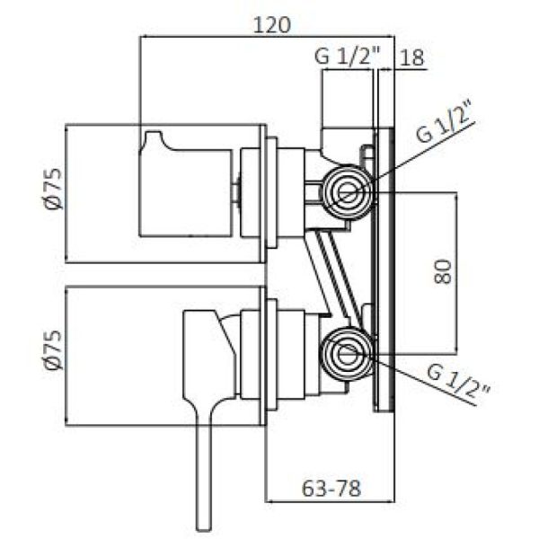 Вбудований змішувач із термостатом GRB Time Stainless Steel PVD 47120493