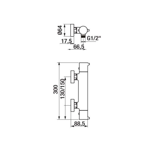 Змішувач для душу із термостатом Male Time 47310493 PVD нержавіюча сталь