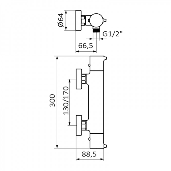 Змішувач для душу GRB Time термостатичний з душовим гарнітуром хром 47316470
