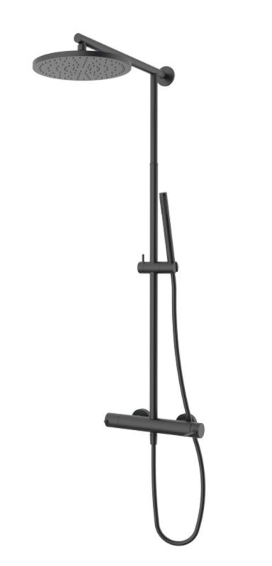 Одноважільний змішувач для душу GRB TIME з телескопічною колоною, чорний PVD 47499492TLC