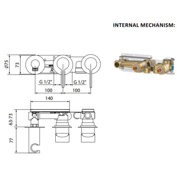 Вбудований змішувач GRB Time EterNice Metal Black PVD 47735492