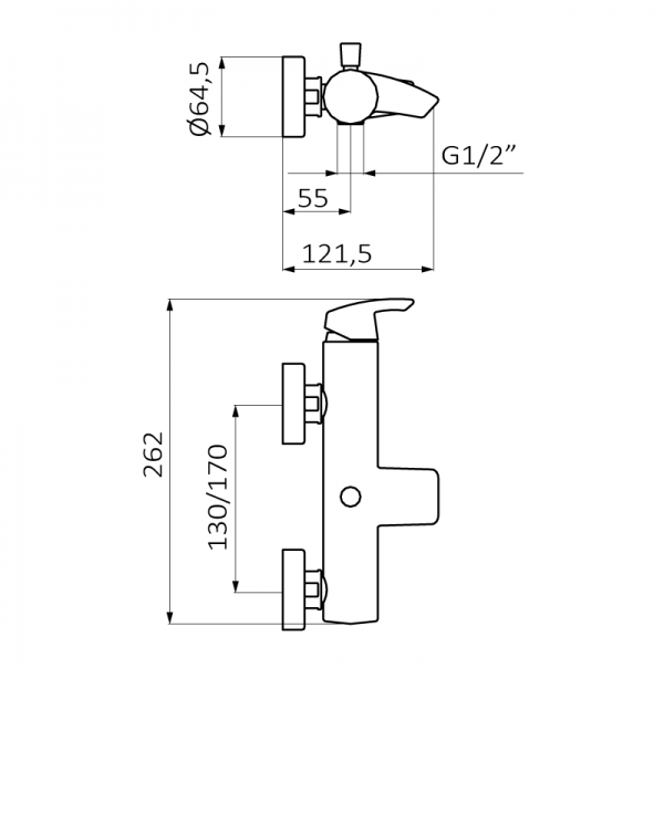 Змішувач одноважільний GRB Premier для ванни з душем хром 50225500