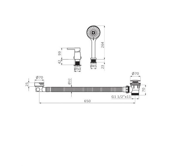 Змішувач одноважільний одноважільний на борт ванни одноважільний GRB Premier з душем хром 50230500