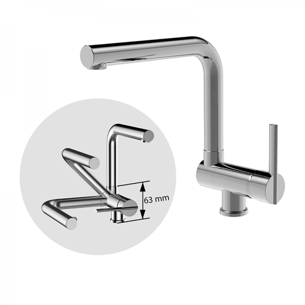 Змішувач для кухні GRB Cocinas одноважільний зі зливом, що складається, хром 535900