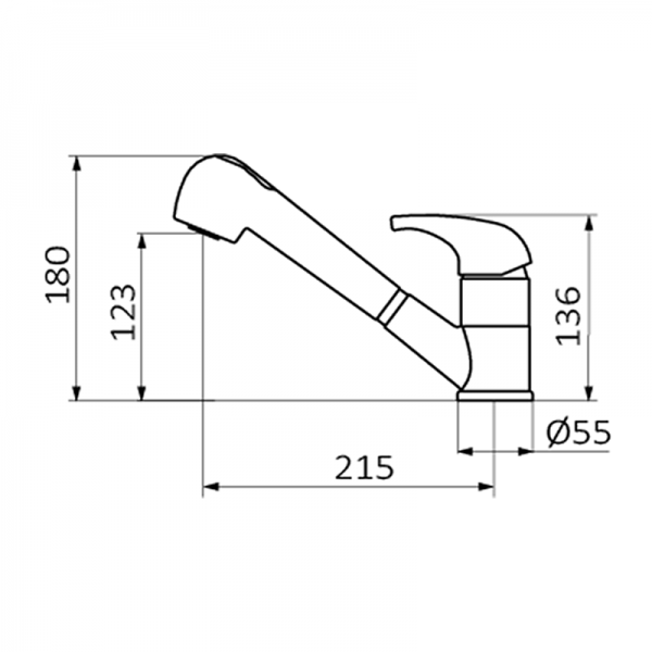 Змішувач для кухні GRB Cocinas одноважільний з висувною лійкою хром 536000