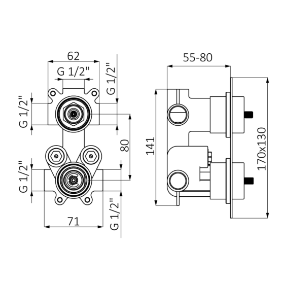 Термостат для душу GRB Kala Black чорний матовий 60130601