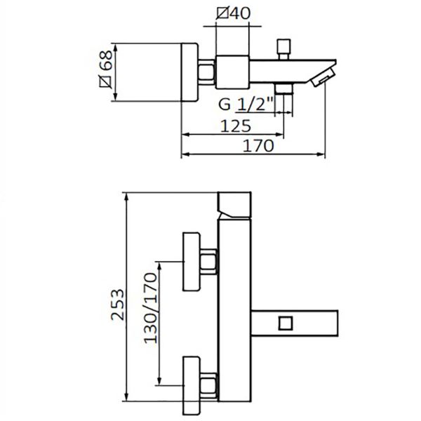 Одноважільний змішувач для ванни, відкритий настінний монтаж, колір білий, GRB Kala 60224602