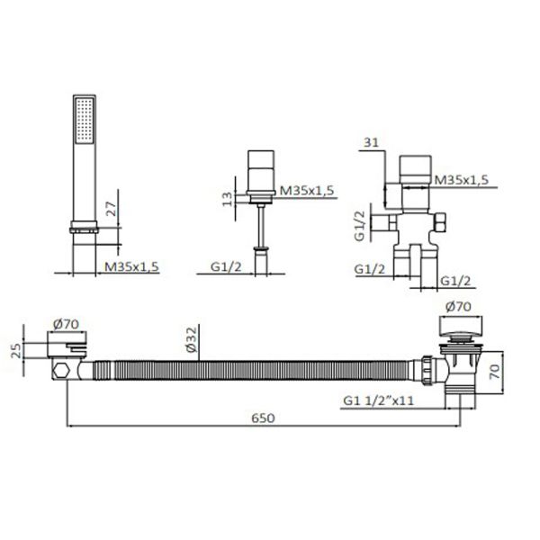 Змішувач на борт ванни GRB Kala чорний 60231622