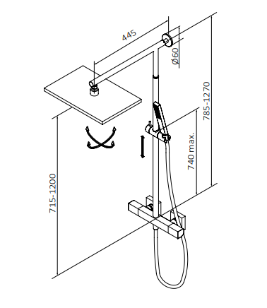 Душова стійка з термостатом GRB Kala PVD EterNice Brushed Gold 60445688TLC