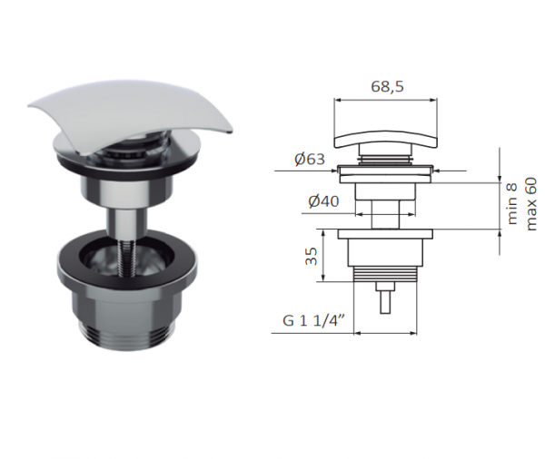 Змішувач для раковини GRB Kala одноважільний хром 60512600