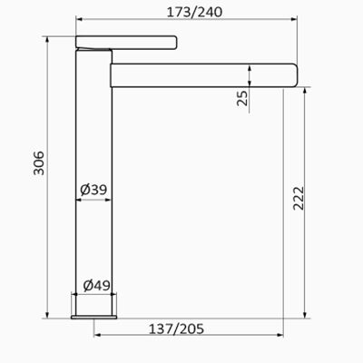 Змішувач для раковини GRB Axis XXL одноважільний з донним клапаном нержавіюча сталь 74513743