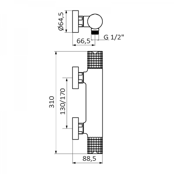 Змішувач для душу GRB Aura термостатичний чорний 75310752