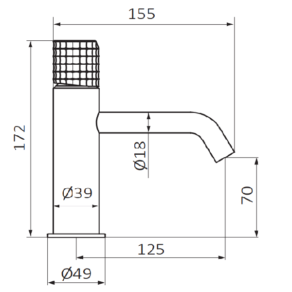 Змішувач для раковини GRB Aura одновентильний з донним клапаном нержавіюча сталь 75512753