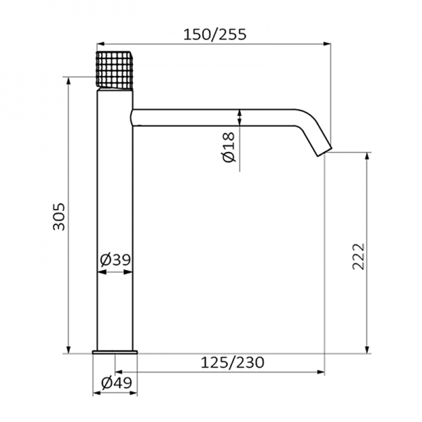 Змішувач для раковини GRB Aura XXL одновентильна нержавіюча сталь 75550753