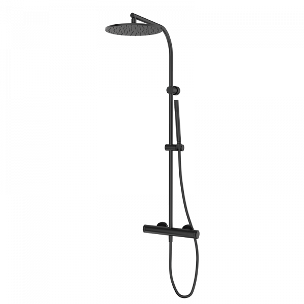Термостатична душова стійка з верхнім та ручним душем GRB EterNice, колір чорна 90425992 PVD