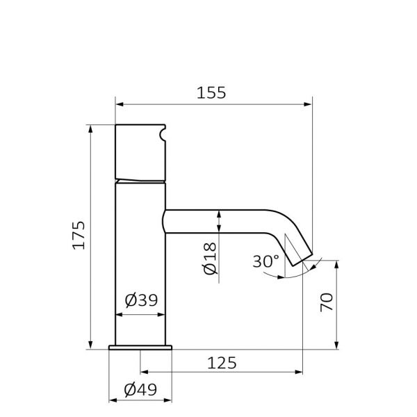 Змішувач для умивальника одновентильний GRB Cool з донним клапаном чорний 90512902