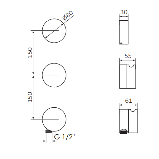 Змішувач для душу GRB in Cool термостатичний 2/3 з виходом для шланга прихованого монтажу хром 90904000