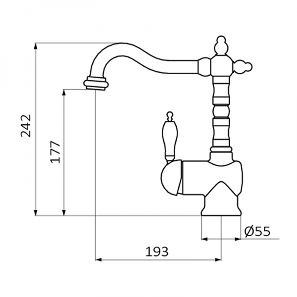 Змішувач для раковини GRB Clasica Retro із донним клапаном одноважільний хром 913700