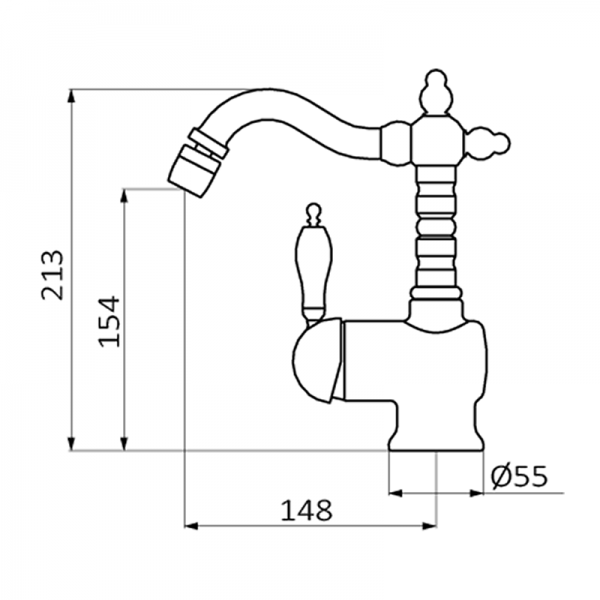 Змішувач для біде GRB Clasica Retro 1866 одноважільний з донним клапаном хром 921700