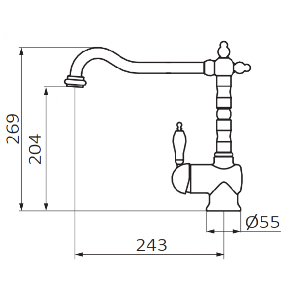 Змішувач для кухні GRB Cocinas 1866 одноважільний хром 960700