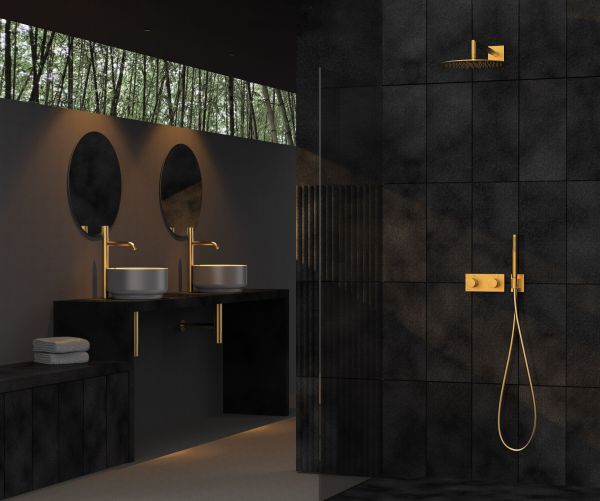 Термостатичний змішувач на 3 споживача Tres B-system, золото матовий 30725301OM