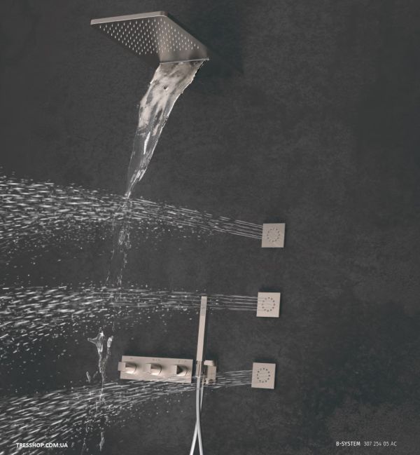 Термостатичний душовий комплект прихованого монтажу Tres B-system, нержавіюча сталь 30725405AC