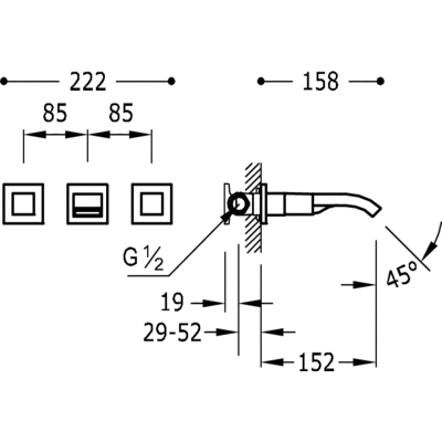 Двовентильний змішувач для раковини Tres Cuadro 00815201