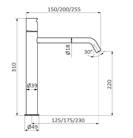 Змішувач для раковини GRB EterNice Cool, вилив 230 мм, золото матовий 90511988 PVD