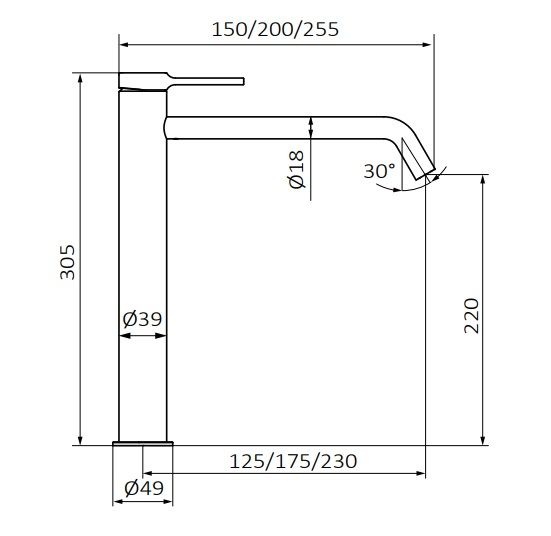 Змішувач для раковини GRB Time Black XXL Male одноважільний чорний матовий 47550472
