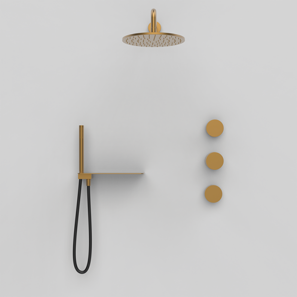 Термостатичний душовий комплект прихованого монтажу, колір бронза GRB Incool 1055 PVD